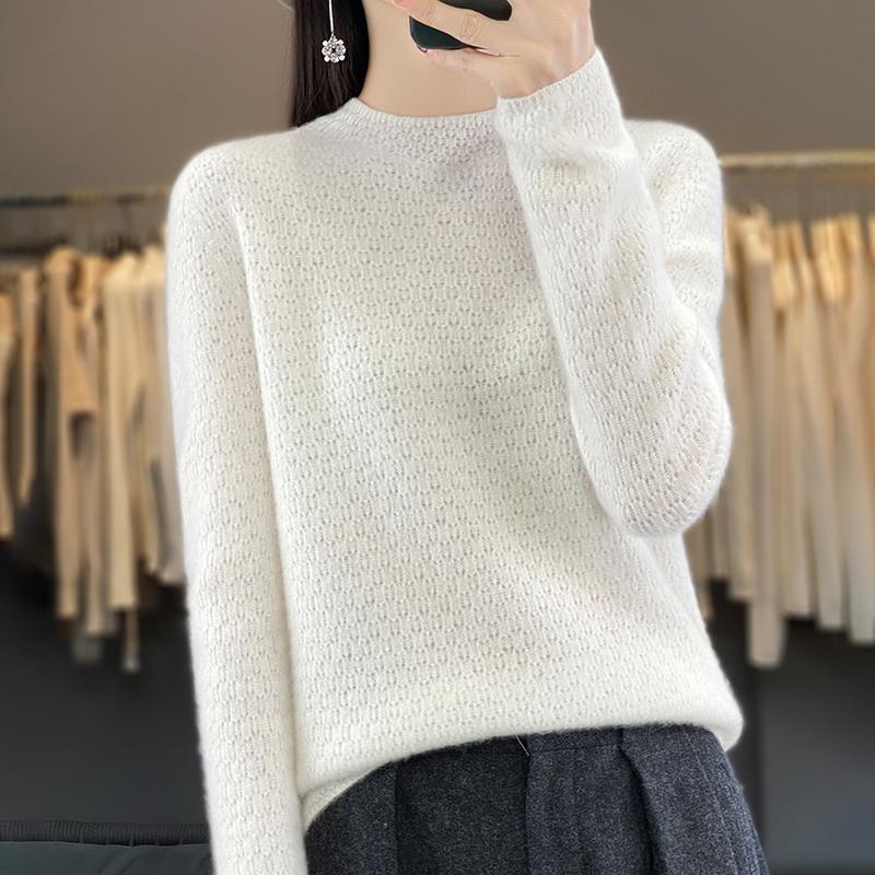 Women's Cashmere Sweater Qinghe Cashmere 30% Cashmere 70% Wool Women's Autumn and Winter Cashmere Pullover Soft and Warm