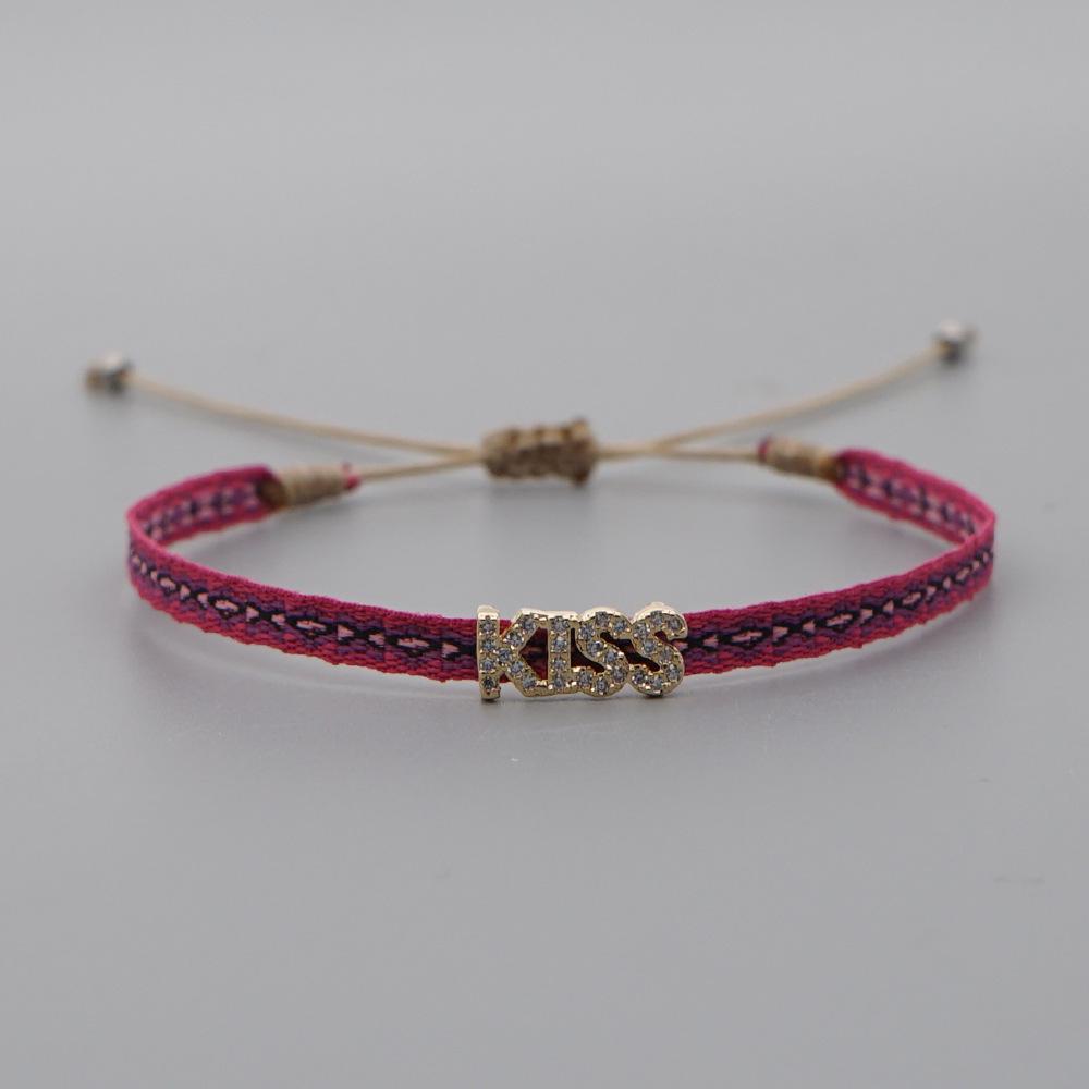 Retro Pattern Bohemian Spanish Court Hand-Woven Bracelet with Micro-Inlay