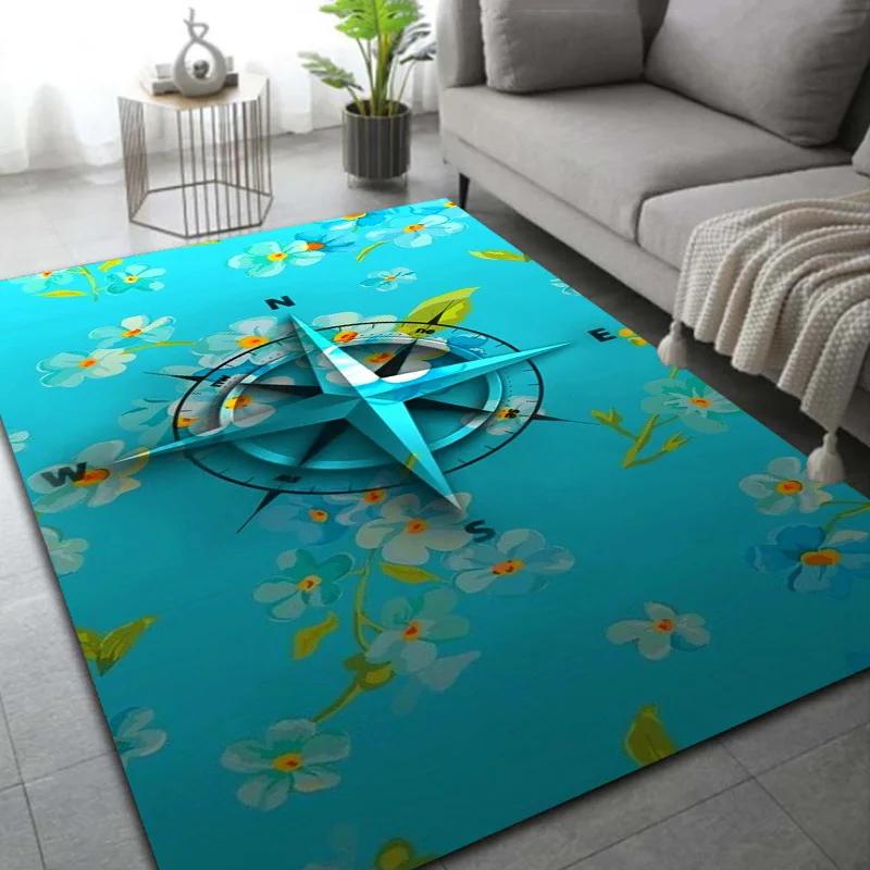 Retro Compass Map World Map Area Rug,Carpet Rug for Living Room Bedroom Sofa Decoration,Kitchen Doormat Non-slip Floor Mat Cool