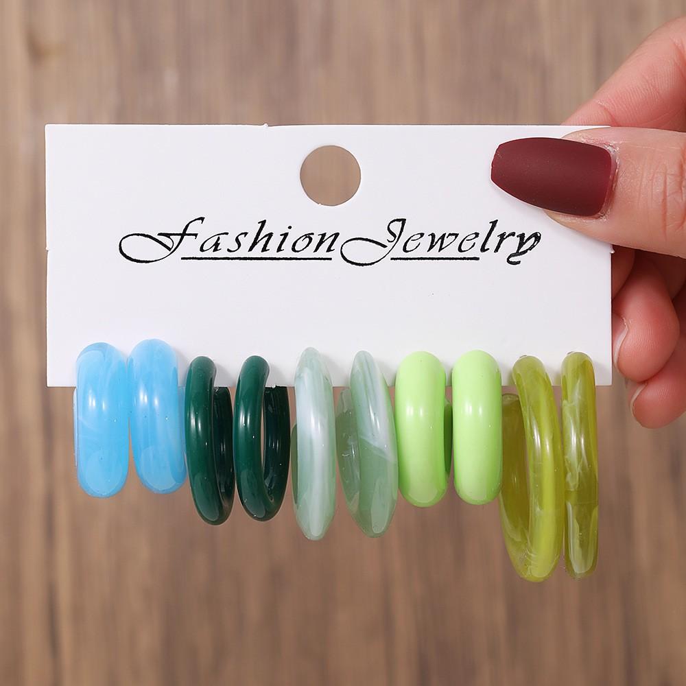 Best-selling C-shaped Stud Earring Set, Korean Fashionable Acrylic Sweet Earrings