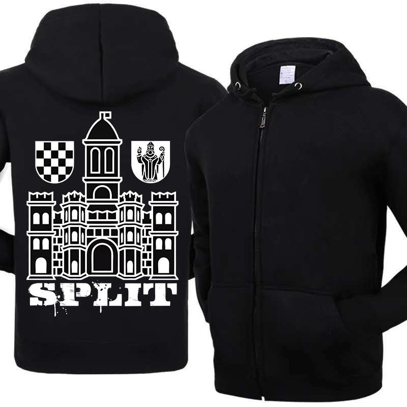 

Плюс размер сплит-флаг Хорватия куртка с капюшоном на молнии мужская мода с капюшоном свободная мужская одежда