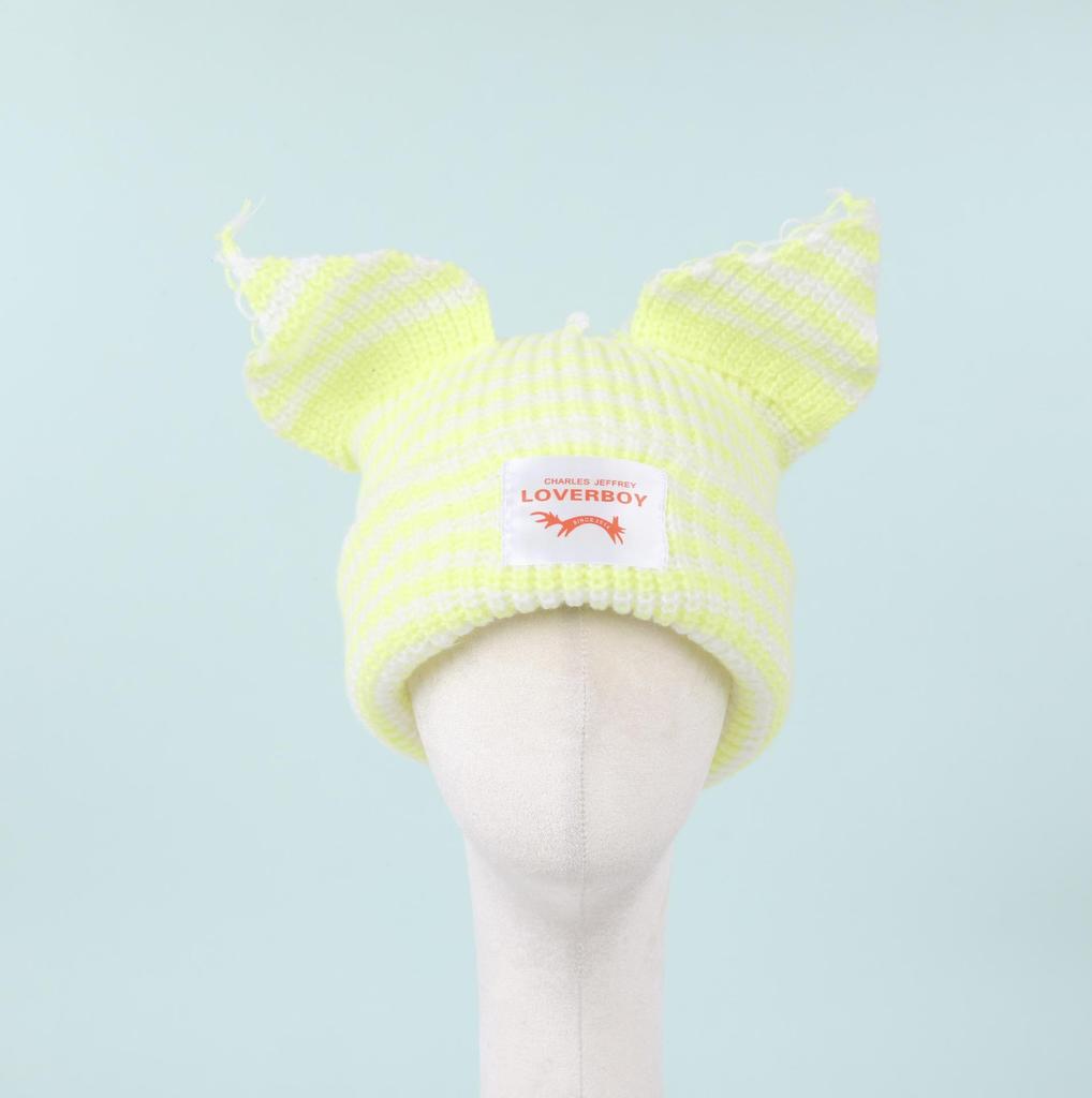 Striped Cat Ear Knit Wool Hat: Autumn/Winter Fashion for Couples