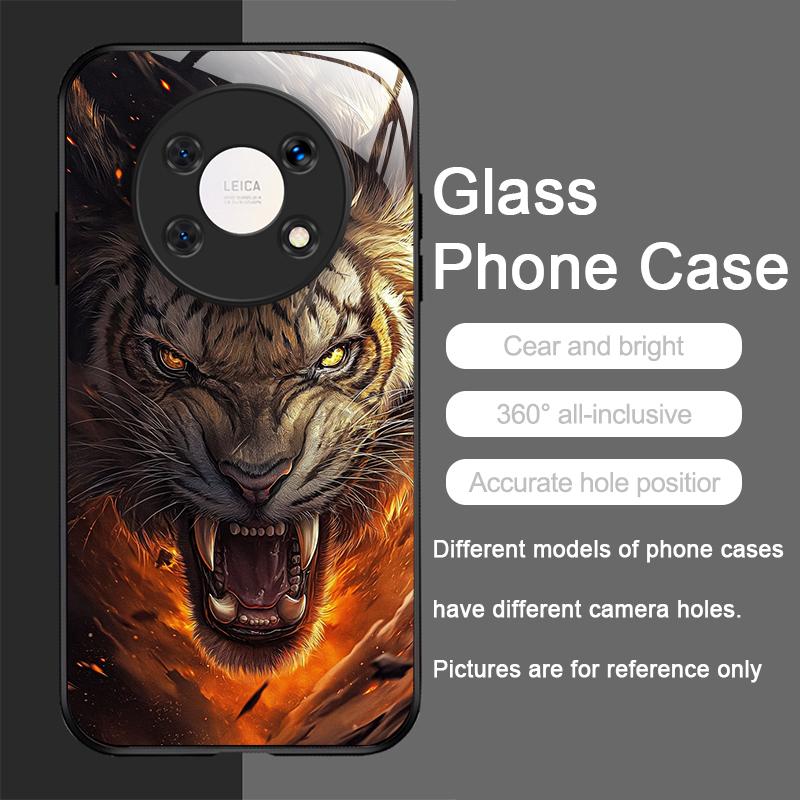 Golden Black Tiger Stripe Flame Print Tempered Glass Phone Case for Xiaomi Redmi Note 15 14 ProPlus 13 11T 10 Lite 15C 14C Cover