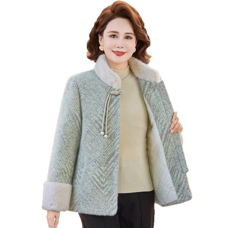 New Mother Winter Chinese Mink Coat Noble Women's Clothing Medium and Old Velvet Thickened Coat Women