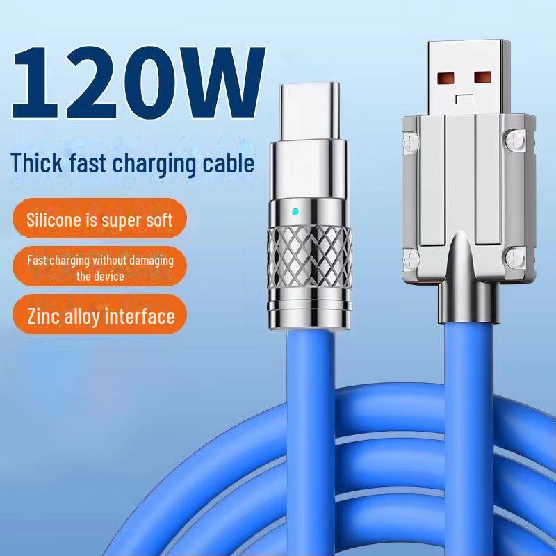 JIKE 120W 3-in-1 Super Fast Charging Cable for Apple, Huawei, Type-C, Android Devices