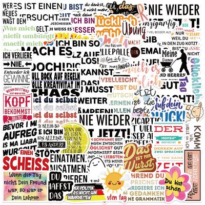 50 Cartoon German Inspirational Graffiti Stickers Decorate Suitcase Guitar DIY Waterproof Stickers