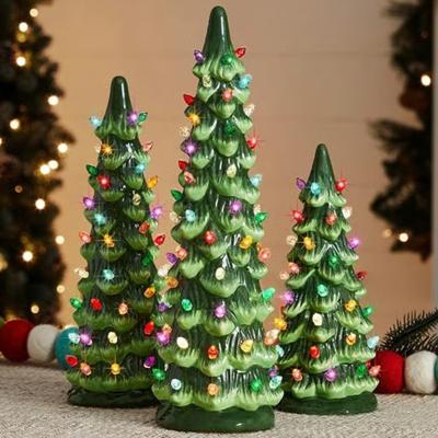Mini Weihnachtsbaum Figur mit buntem LED-Licht Weihnachtsbaum Harzstatue