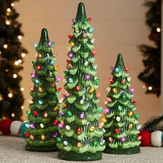 Mini Julgransfigur med Färgglad LED-lampa Julgran Hartsstaty