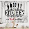 2pcs Rustic Farmhouse Small Barn Fork and Spoon Wooden Board Retro Print Kitchen Curtain Cafe Curtain Curtain Shade Cloth