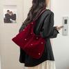 Fashion Rivet Shoulder Bag For Women Large Capacity Casual Handbags Simple Commuter Tote Bag Retro Suede Leather Underarm Bag AVE