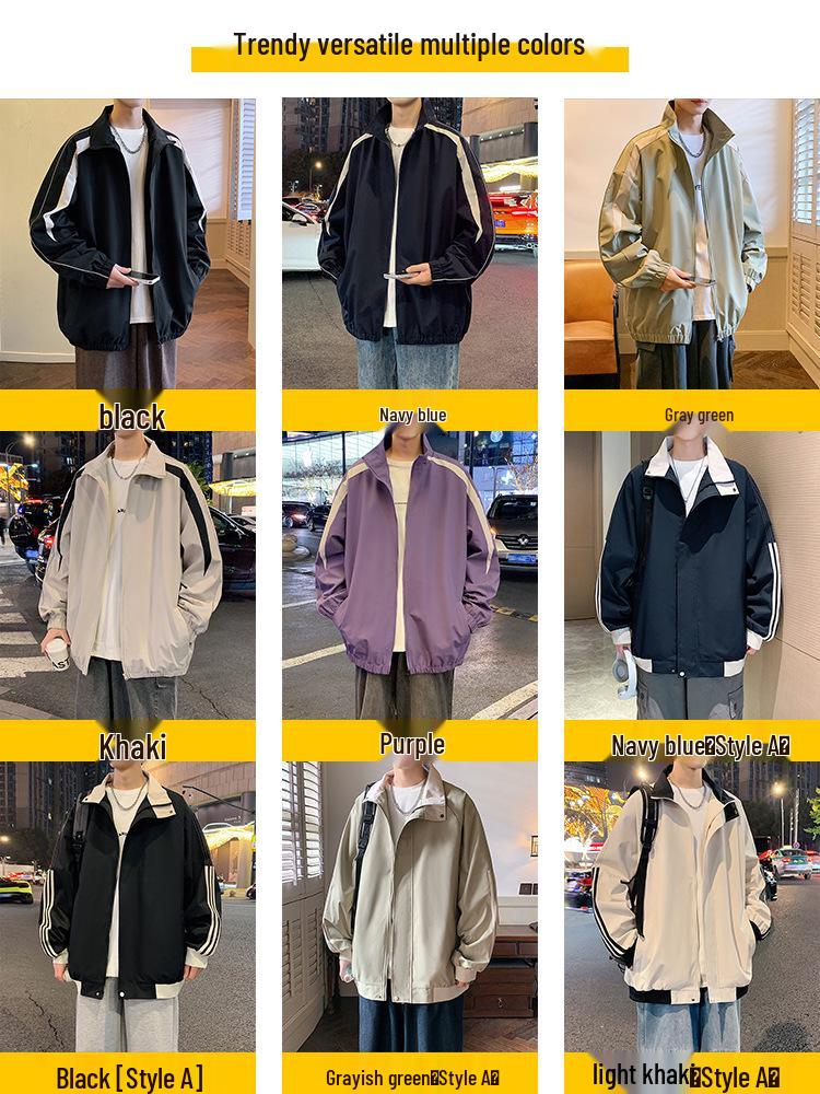 Herren Stehkragen Coach Jacke: 2025 Frühling/Herbst Trendige Jugendliche Freizeit-Sportjacke
