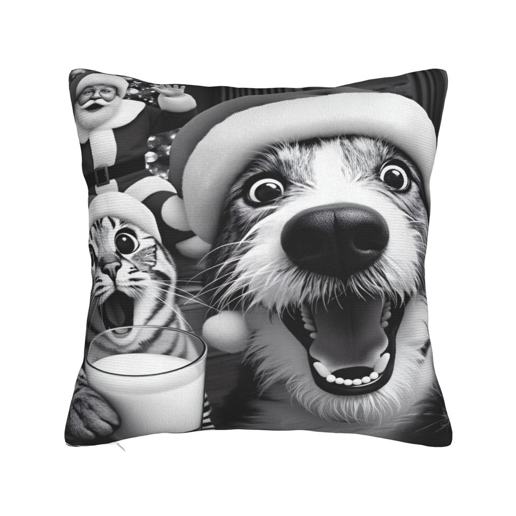 Pillow Case Cat Selfie with Santa Xmas  Soft  Pillow Cover For Office Car Home Decor Morden Pillowcases