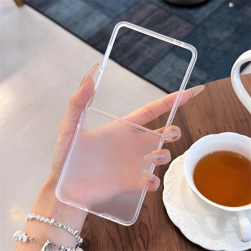 Fashion Translucent Matte PC Ultra Thin Case for Samsung Galaxy Z Flip 7 FE 6 5 4 3 Flip7 Flip6 Shockproof Clear Slim Hard Cover