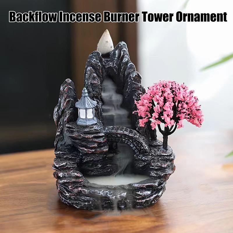 Resin Reflux Incense Burner Tower Sandalwood Decoration Home Indoor Aromatherapy Mosquito Repellent Incense Burner Ornament