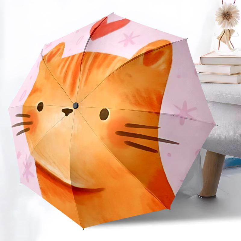 

1pc Cat Lover Heart Automatic Folding Umbrella - 8-Rib Durable Iron Frame, Compact Portable for Daily Travel yy251205094