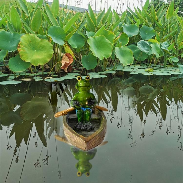 Unique Floating Turtles Frogs Sculpture With Rowing Theme Decorative Ornament For Outdoor Fountains Or Indoor Vignettes