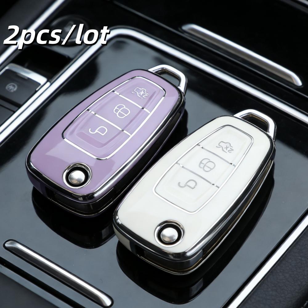 

2Pcs Car Key Case Covers For Ford Focus 3 4 Mondeo Mk3 Mk4 Fiesta Ecosport Kuga St C-Max B-Max