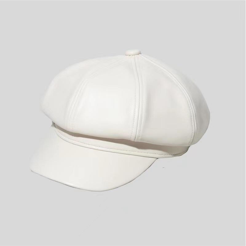 Women's Large Head Circumference Retro PU Leather Beret: Japanese & Korean Style Duckbill Hat