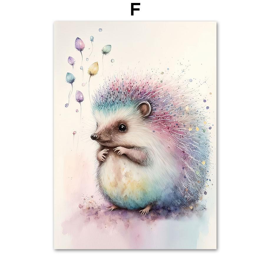 Watercolor Elephant Dolphin Owl Turtle Sheep Poster Nordic Wall Art Print Canvas Painting Cartoon Pictures Baby Kids Room Decor