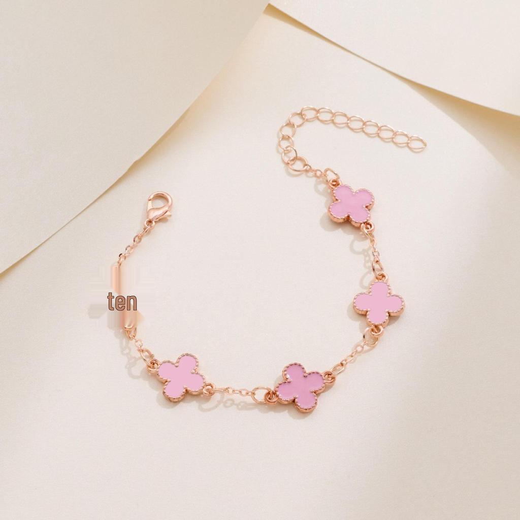 Barevný luxusní ručně vyráběný náramek s pěti okvětními lístky jetele