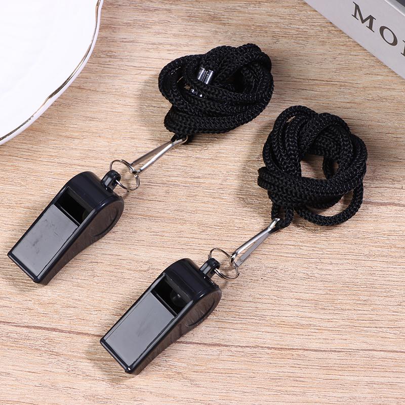 2/5/10Pcs High Quality Black Whistle For Sports Football Basketball Referee Training Outdoor Survival Whistle With Lanyard