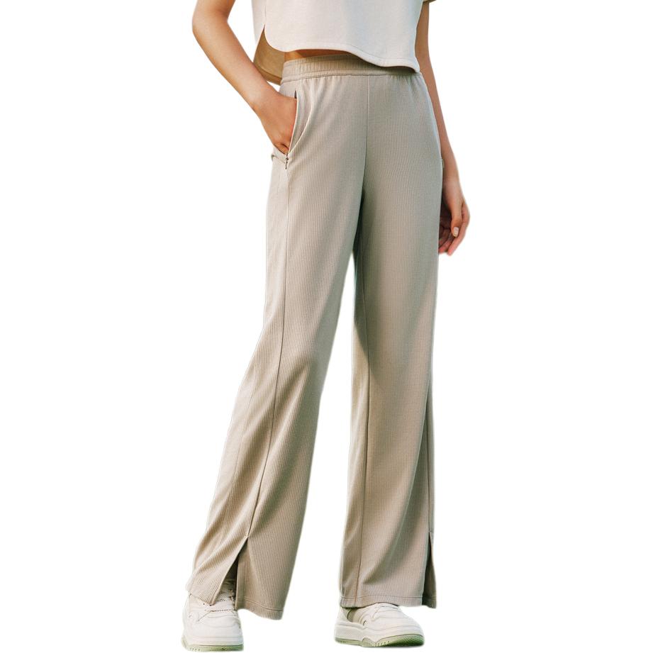 Anta Comfortable Versatile High-Waisted Solid Color Simple Straight Casual Pants Women Bottoms Green 162527308-2