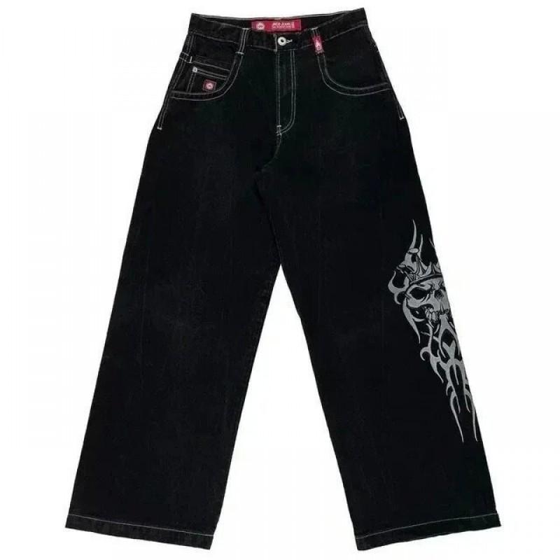 Jeans da Uomo Vestibilità Rilassata Denim Lavato Vintage Con Stampa Grafica Gamba Dritta Pantaloni Streetwear Autunno