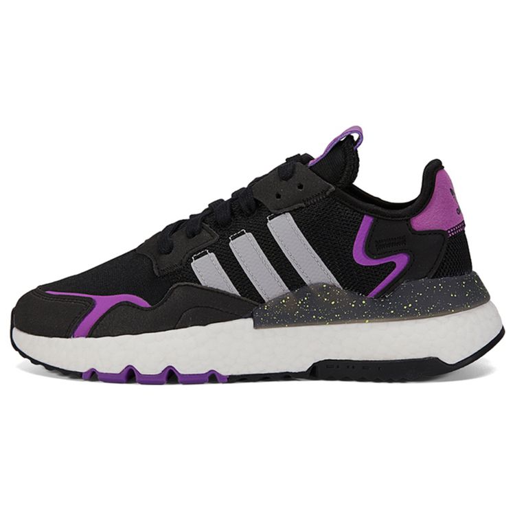 Adidas Originals Nite Jogger Mesh Suede Running Shoes Comfortable Durable Low-Top Lifestyle Sneakers Women Sneakers Black Purple FX6903