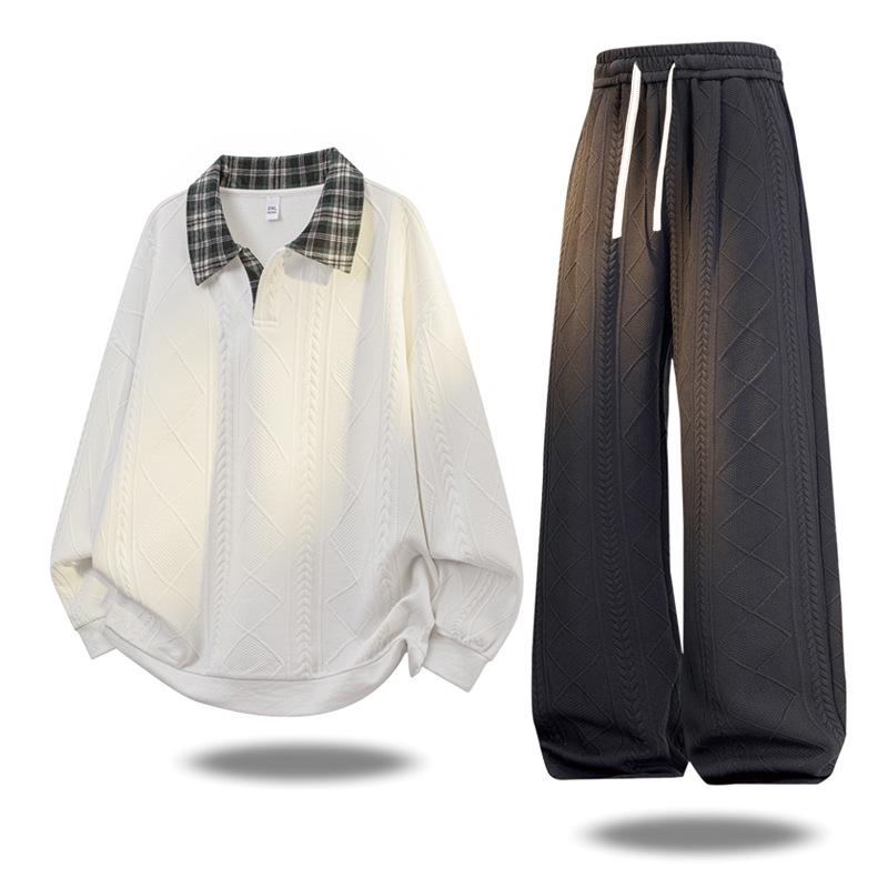 

Осенняя мода больших размеров M-8XL Молодежный свитшот с лацканами и брюки 8XL белый