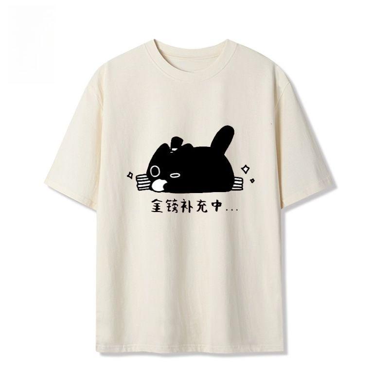 

2025 Осень и Зима Новая Мода Футболка из Чистого Хлопка с Милым Принтом Кошки Удобная Приятная к Коже Высококачественная Универсальная Футболка 4XL