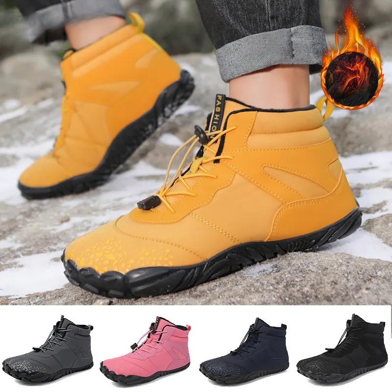 Men Women Winter Snow Boots Keep Warm Sports Cotton Shoes Outdoor Hiking Shoes Plush High Ankle Boots Man Barefoot Snow Sneakers