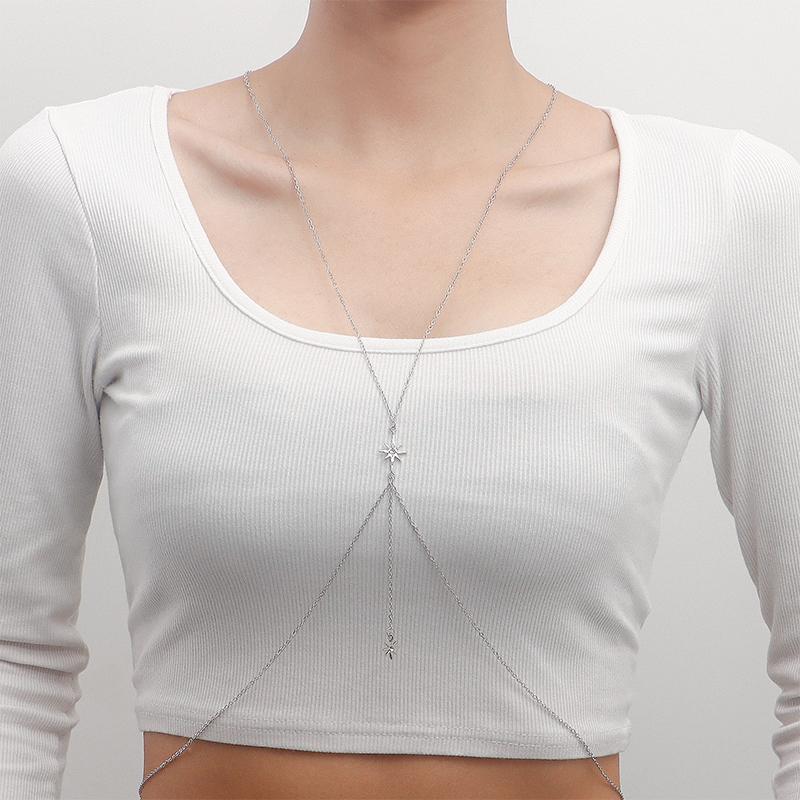 Einfache Sommer Sexy Body Bikini Brustketten Geschirr Kette Schmuck Anhänger Körper Halsketten Kette Für Frauen Schmuck Geschenk