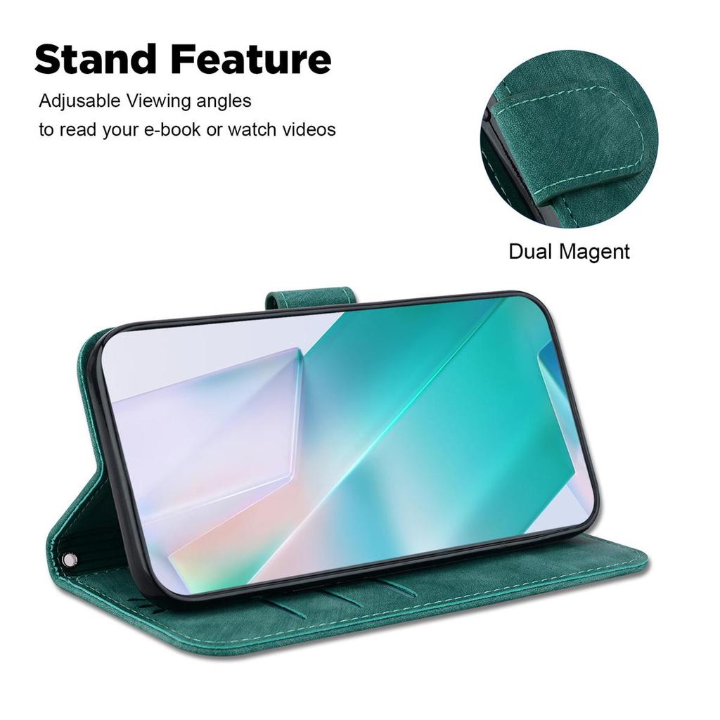 Zelený roztomilý kreslený malý tygr vzor peněženka PU kožené pouzdro s pro iPhone Samsung Umidigi Infinix TECNO...Vhodné pro více než 900 modelů telefonů
