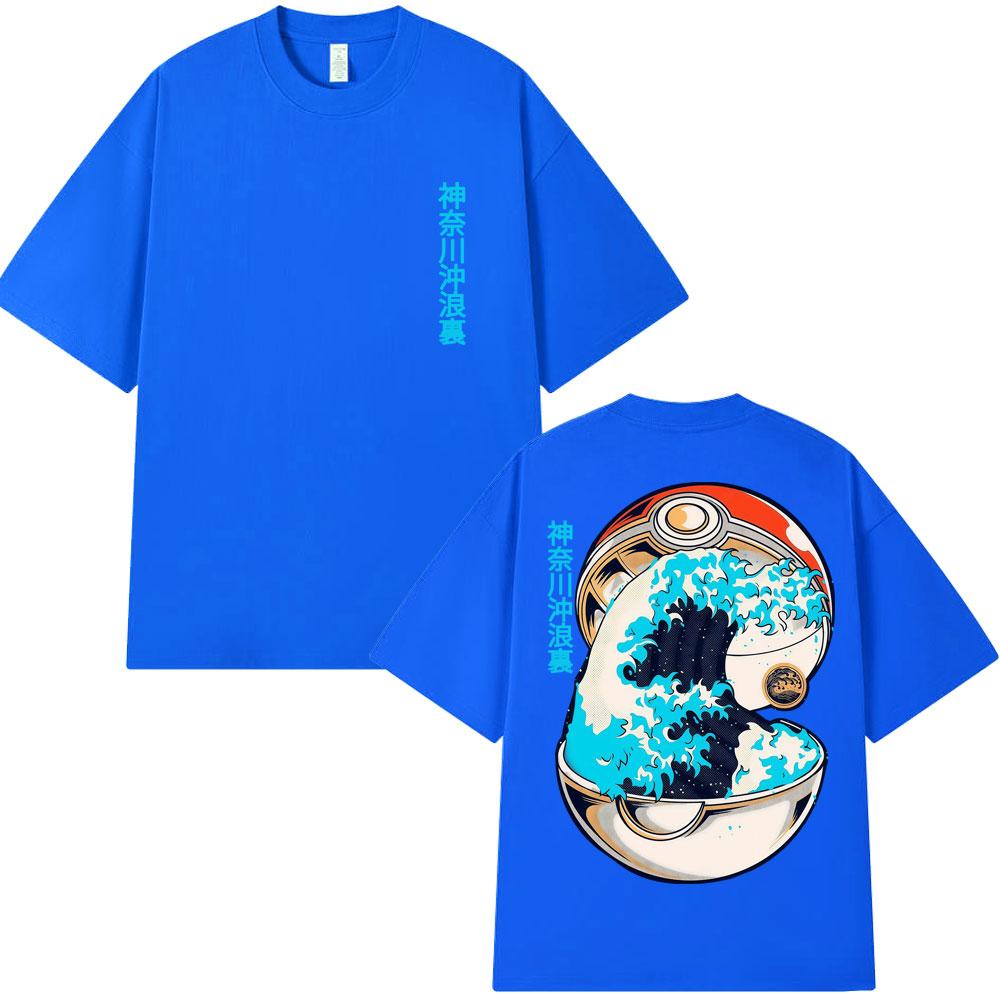 

Japanese Style Kanagawa Big Wave Print T Shirt Unisex Women Fashion Vintage Harajuku Tshirts Loose Cotton Summer Tshirt Streetwear S