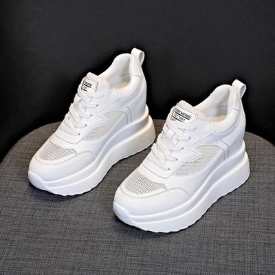 Herbst Neue Dicke Sohle Einzelner Schuh mit Erhöhter Höhe Innen Lässige Weiße Schuhe für Damen Plateau-Sneaker Zapatillas De Muje