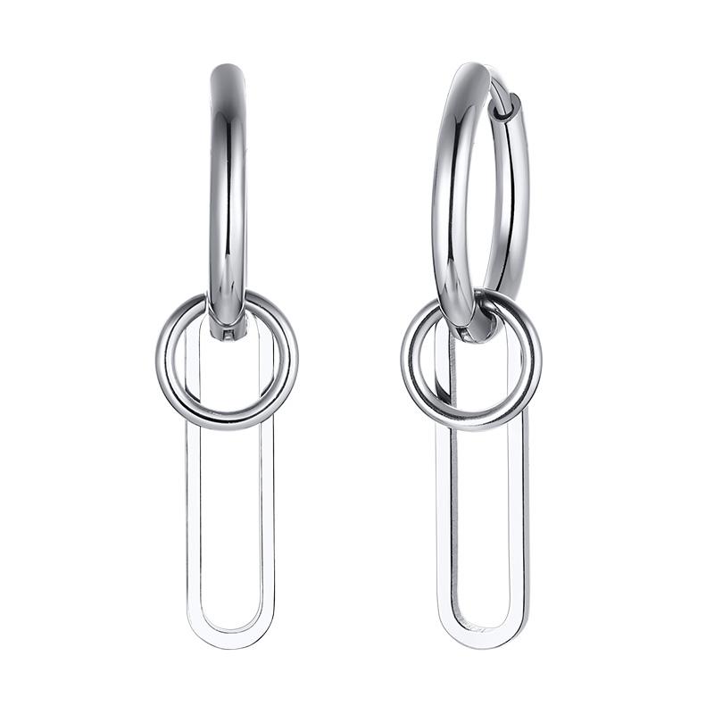 Stainless Steel Four Pointed North Star Huggie Hoops Earrings for Men Piercing or No Piercing Cross Jewelry Gift for Her Him