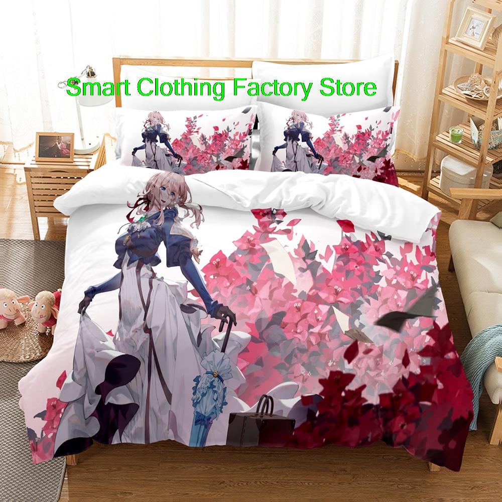 Comforter Single Twin Full Queen King Size Bed Set Teenagers Bedroom s Fashion Bed Violet Evergarden Bedding Set