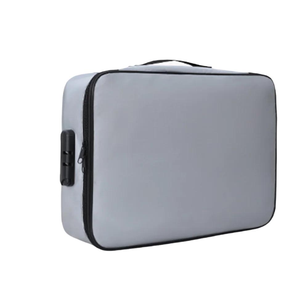 Водонепроницаемая Огнестойкая Сумка для Документов Многослойная с Замком Портативный Чехол для Паспорта Экономия Места Удобная Ручка Папки Портфель серый 4070₽