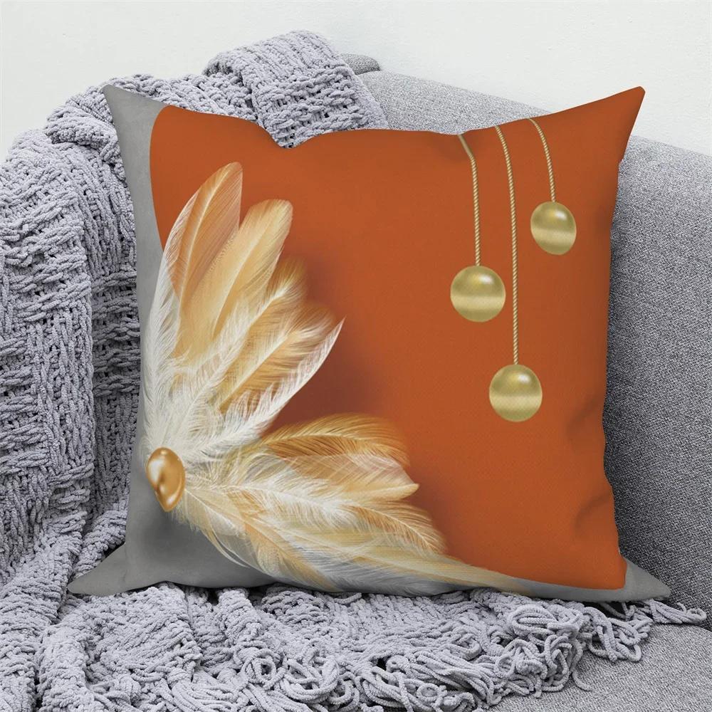 Can Be for Living Room Nordic Pillowcase Decorative Luxury Golden Feather Geometric Sofa Cushion Cover