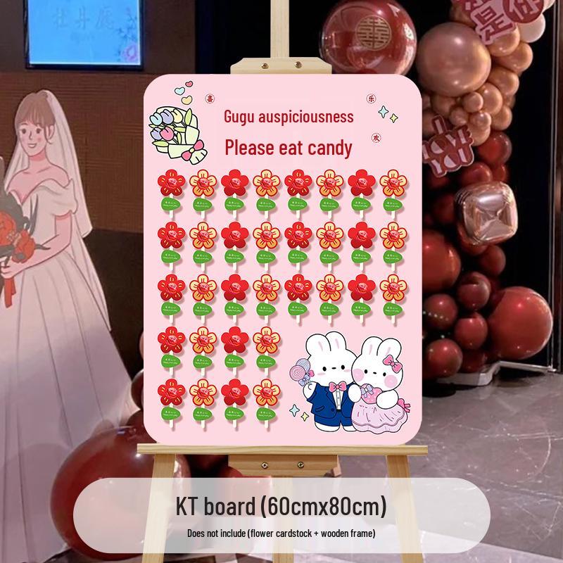 Creative Wedding Engagement Candy Lollipop Welcome Sign and KT Board Backdrop Decoration