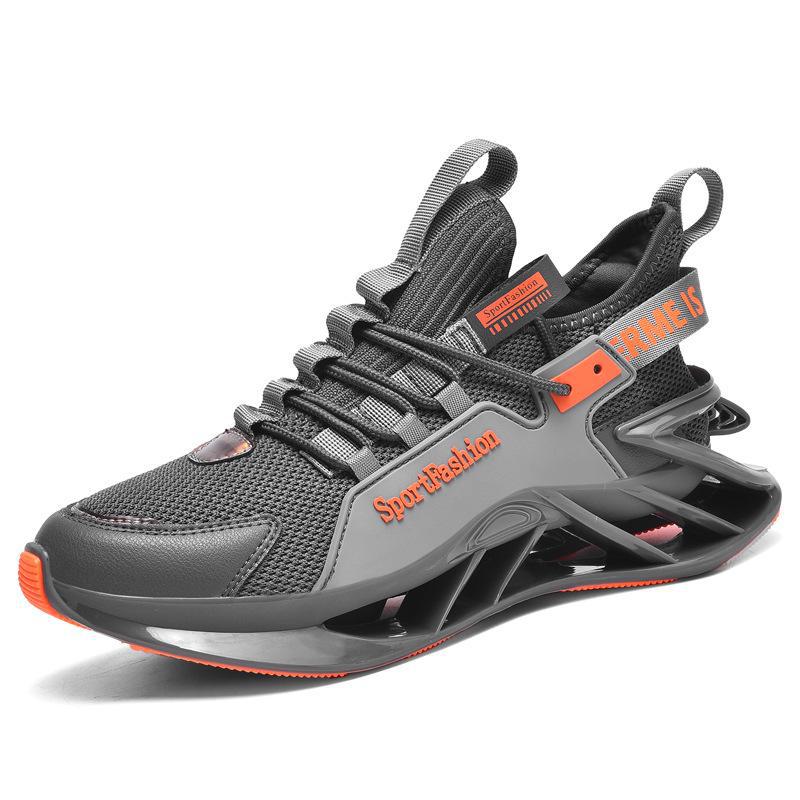 Men's Cross-Border Chinese Style Shock-Absorbing Running Shoes - Spring, Summer, and Autumn Breathable Blade Design, Large Sizes Available.