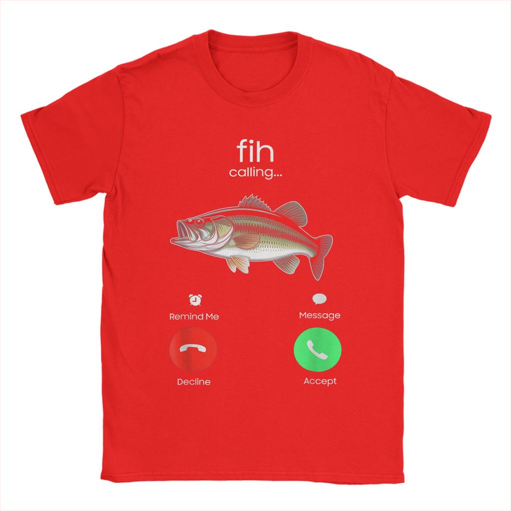 Fih Calling Remind me Message Decline Accept Phone Call Fish TShirt for Men Cotton Tee Shirt Short Sleeve T Shirt Plus Size
