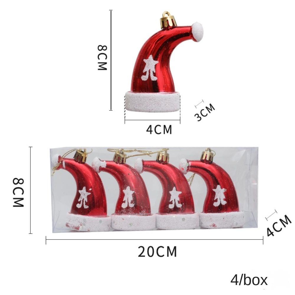

4Pcs/Box Plastic Christmas Tree Ornament Painted Boots Clothes Hats Christmas Decorations Hats