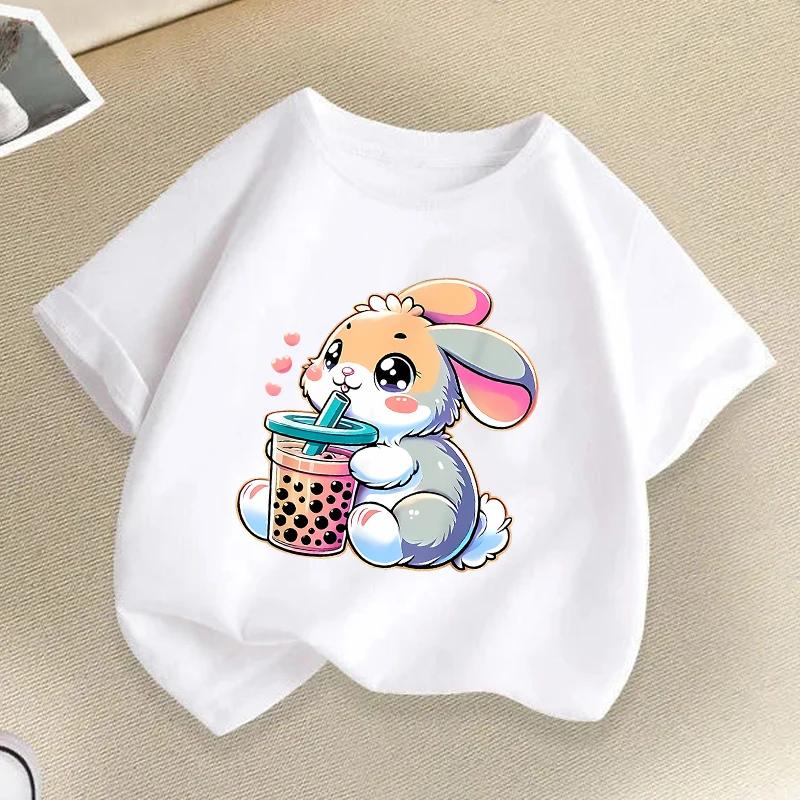 Cute Rabbit Graphic Print Kids Tshirts Summer Casual Fashion Funny Colorful Children ONeck Short Sleeve Tops Tshirts