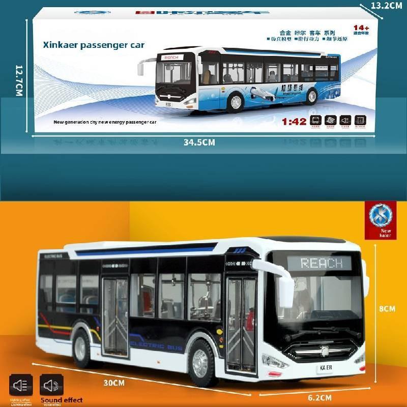 Model Bus Alloy Toy With Sound Light And Opening Windows For Children Play