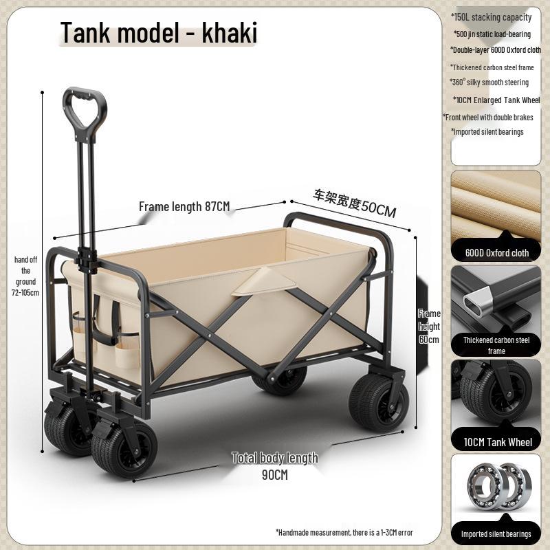 Lightweight Folding Outdoor Camping Cart - Hand-Pulled Trolley for Shopping & Camping
