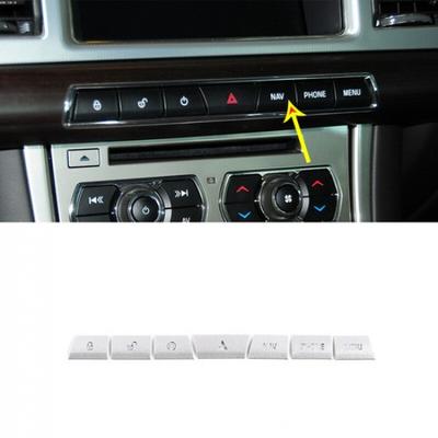 7×Zilverlegering Multimedia Knop Sticker Cover Trim Pasvorm Voor Jaguar XF 2012-2015