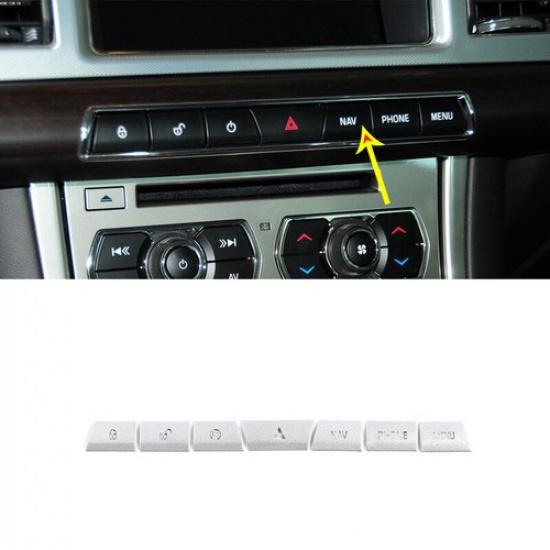 7×Silver Alloy Multimedia Button Sticker Cover Trim Fit For Jaguar XF 2012-2015