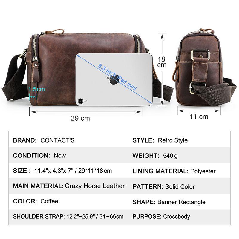 Echtes Leder Männer Vintage Umhängetasche Strap Sling Mehrere Mezzanine Große Kapazität Schulter Tasche Crazy Horse Leder Messenger Taschen