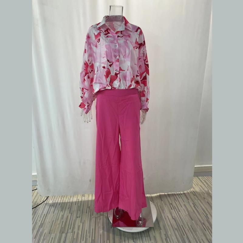 Summer Women's Printed Shirt Style, Loose and Breathable, Stylish Trousers, Fashionable and Casual Set